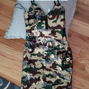 Camouflage Sequins Mini Dress